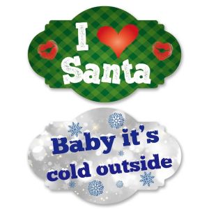 ‘I Love Santa’ & ‘Baby Its Cold Outside’ Double-Sided Xmas Photo Booth Word Board Signs