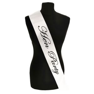 White With Black Writing ‘Hen Party’ Sash