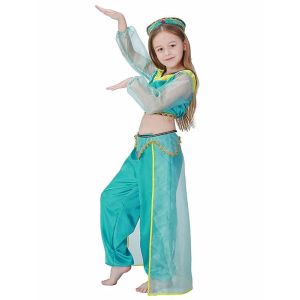 Blue and Gold Genie Princess Kids Fancy Dress Costume - Kids 3-4 yrs