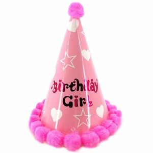 Kids Hearts and Stars Pink 'Birthday Girl' Paper Hat