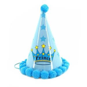 Kids Light Blue Crown & Stars 'Prince' Paper Hat