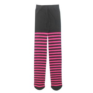 Kids Tights - Black & Hot Pink Striped 