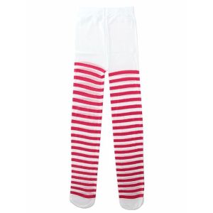 Kids Tights - Dark Pink & White Striped 