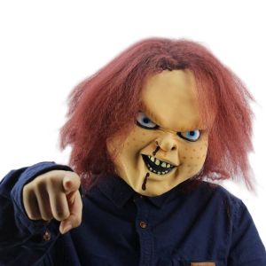 Killer Doll Face Mask with Red Hair Halloween Fancy Dress Costume 