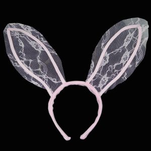 Lace Bunny Ear Headband - Pink