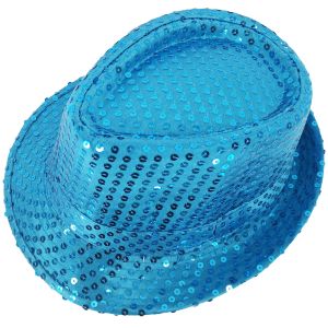 Super Cool Light Blue Sequin Gangster Hat