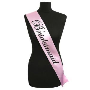 Light Pink With Black Writing ‘Bridesmaid’ Sash