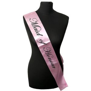 Light Pink With Black Writing ‘Maid Of Honour’ Sash