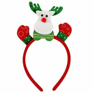 Red Reindeer Christmas Headband With Mittens 