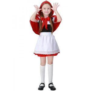 Red Hooded Princess Inspired Kids Fancy Dress Costume - Kids UK Size 4-5 Years