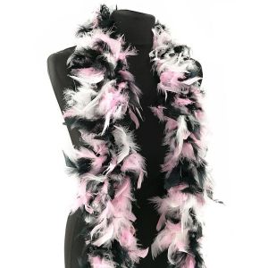 Luxury Liquorice Allsorts Mixed Pink, Black & White Feather Boa – 80g -180cm