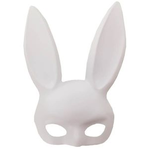 Matte White Bunny Girl Masquerade Mask with Bunny Ears