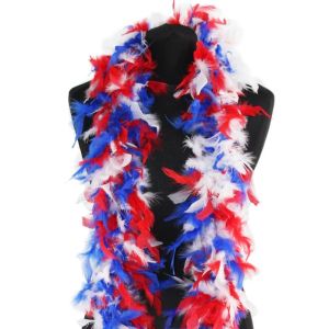 Luxury Mixed Blue, White & Red Feather Boa – 80g -180cm