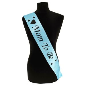 Blue With Black Heart ‘Mom To Be’ Sash