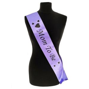 Purple With Black Heart ‘Mom To Be’ Sash