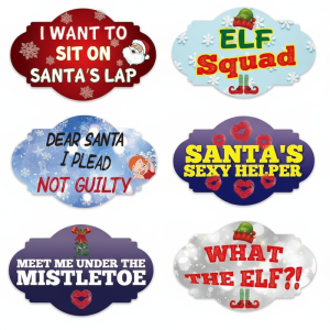 Pack Of 6 Christmas Party Photo Booth Sign Props (Style A)