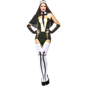 Naughty Sinful Sister Nun Sexy Fancy Dress Costume - UK 8