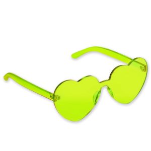 Heart Shaped Transparent Candy Coloured Party Glasses - Neon Yellow