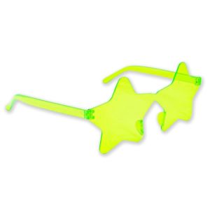 Star Shaped Transparent Candy Coloured Party Glasses - Neon Yellow