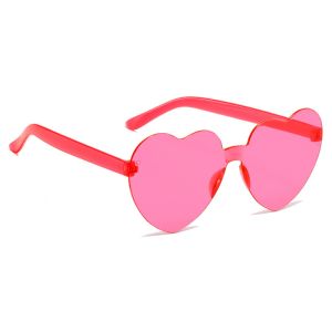 Heart Shaped Transparent Candy Coloured Party Glasses - Hot Pink