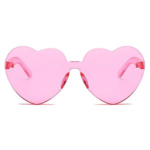 Heart Shaped Transparent Candy Coloured Party Glasses - Light Pink