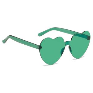 Heart Shaped Transparent Candy Coloured Party Glasses - Green