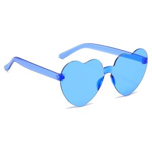 Heart Shaped Transparent Candy Coloured Party Glasses - Blue