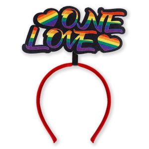 PridePop Rainbow Headband Fun LGBTQ Accessory for Pride Events - One Love Script