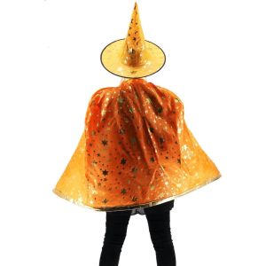 Wizard Witches Hat & Cloak Set In Orange