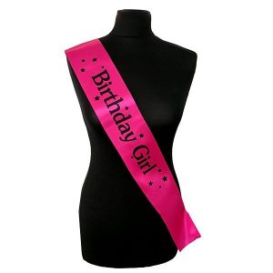 Pink With Black ‘Birthday Girl’ Star Sash