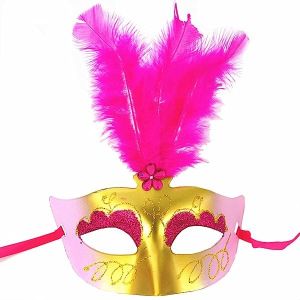 Feathered Masquerade Mask Pink