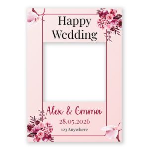 CUSTOM Pink Floral Wedding Fully Printed Posing Frame – No. 063