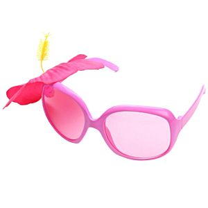 Tropical Pink Hibiscus Flower Party Glasses