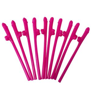 Willy Straw Hot Pink (10 Pack)