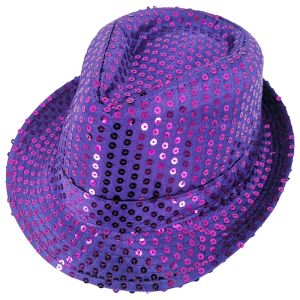 Super Cool Purple Sequin Gangster Hat