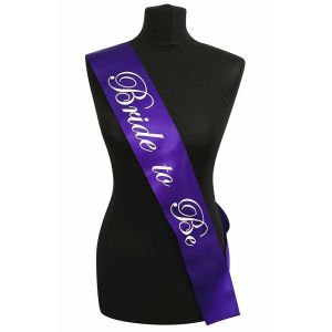 Purple With White Writing ‘Bride To Be’ Sash