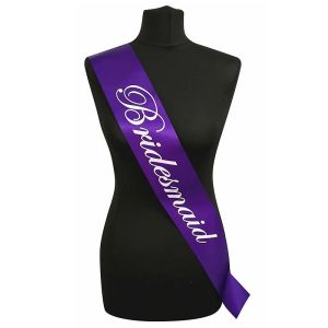 Purple With White Writing ‘Bridesmaid’ Sash