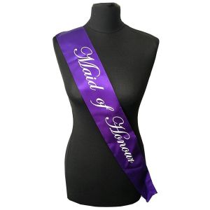 Purple With White Writing ‘Maid Of Honour’ Sash