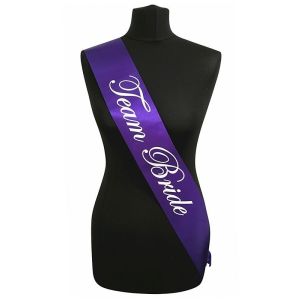 Purple With White Writing ‘Team Bride’ Sash