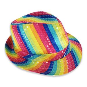 Sparkling Sequin Fedora Gangster Trilby Hat - Multicolour