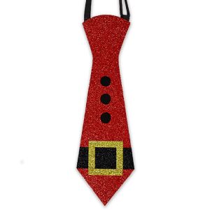Glitter Christmas Festive Party Tie - Red Santa