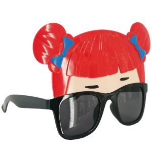 Red Hair With Blue Bows Girl Sunglasses