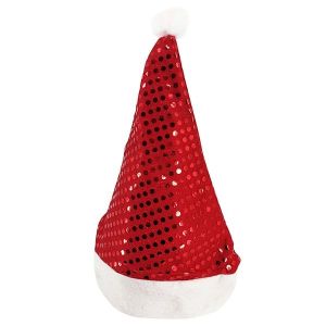 Red Sequin Santa Christmas Hat 
