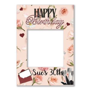 CUSTOM Champagne Colour Roses Birthday Fully Printed Posing Frame – No. 069