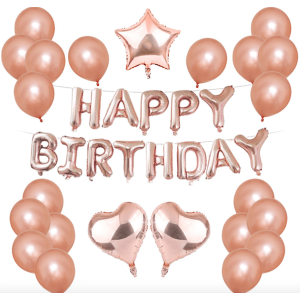 Rose Gold Heart Star ‘Happy Birthday’ Balloon Set