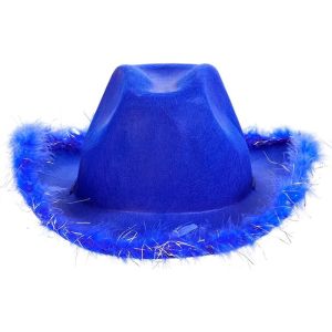 Western Style Cowboy & Cowgirl Hats - Royal Blue Feather Trim