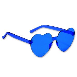 Heart Shaped Transparent Candy Coloured Party Glasses - Royal Blue