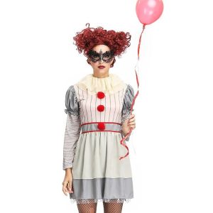 Scary Murderous Clown Women’s Halloween Fancy Dress Costume - UK 8