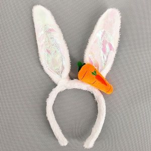 Shiny Carrot Easter Bunny Ears Headband In White