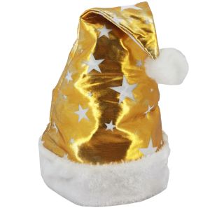 Shiny Gold Christmas Santa Hat With Stars